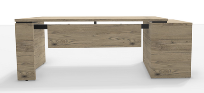 Bureau direction avec caisson débordant L180 x P90 cm chêne