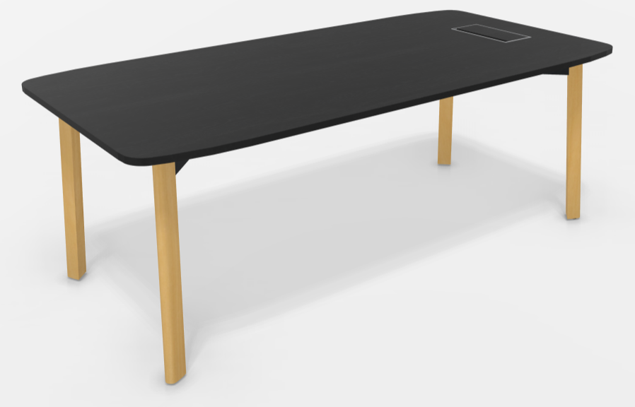 Bureau de direction scandinave L200xP100 noir pieds bois