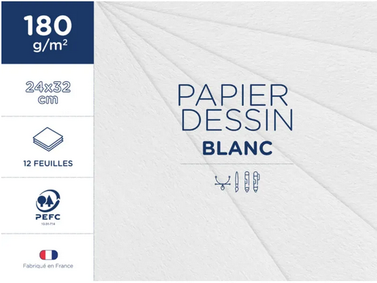 Pochettes à dessin blanc 24x32 180g