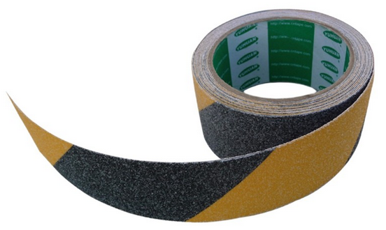 Bande rugueuse sécurité 50m x 100mm noir/jaune