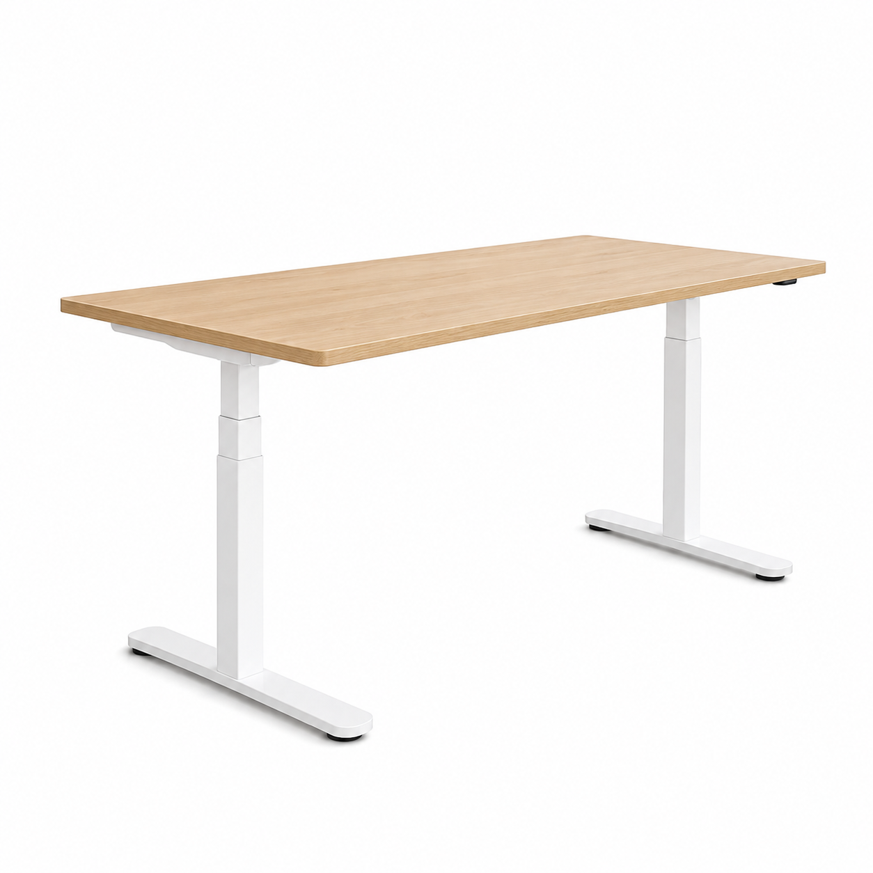 Bureau électrique 180x80 - Blanc/Acacia - GAMME LIBERTY