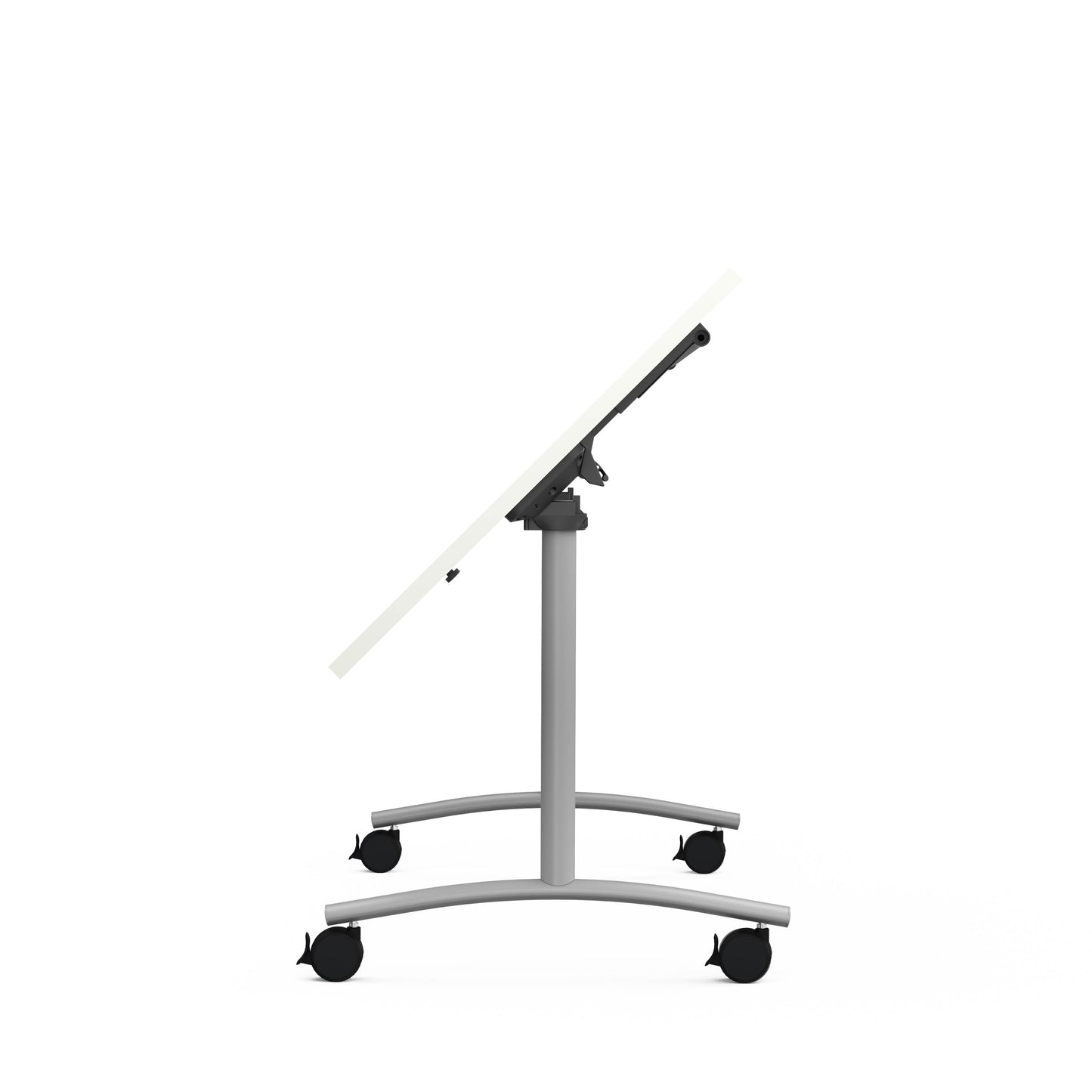 Table de réunion mobile abattante 180x80cm - chene clair  pieds blanc