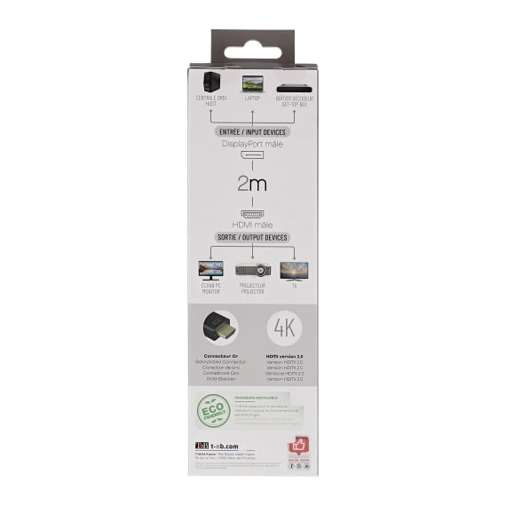 Câble displayport vers hdmi - connecteurs plaqués or