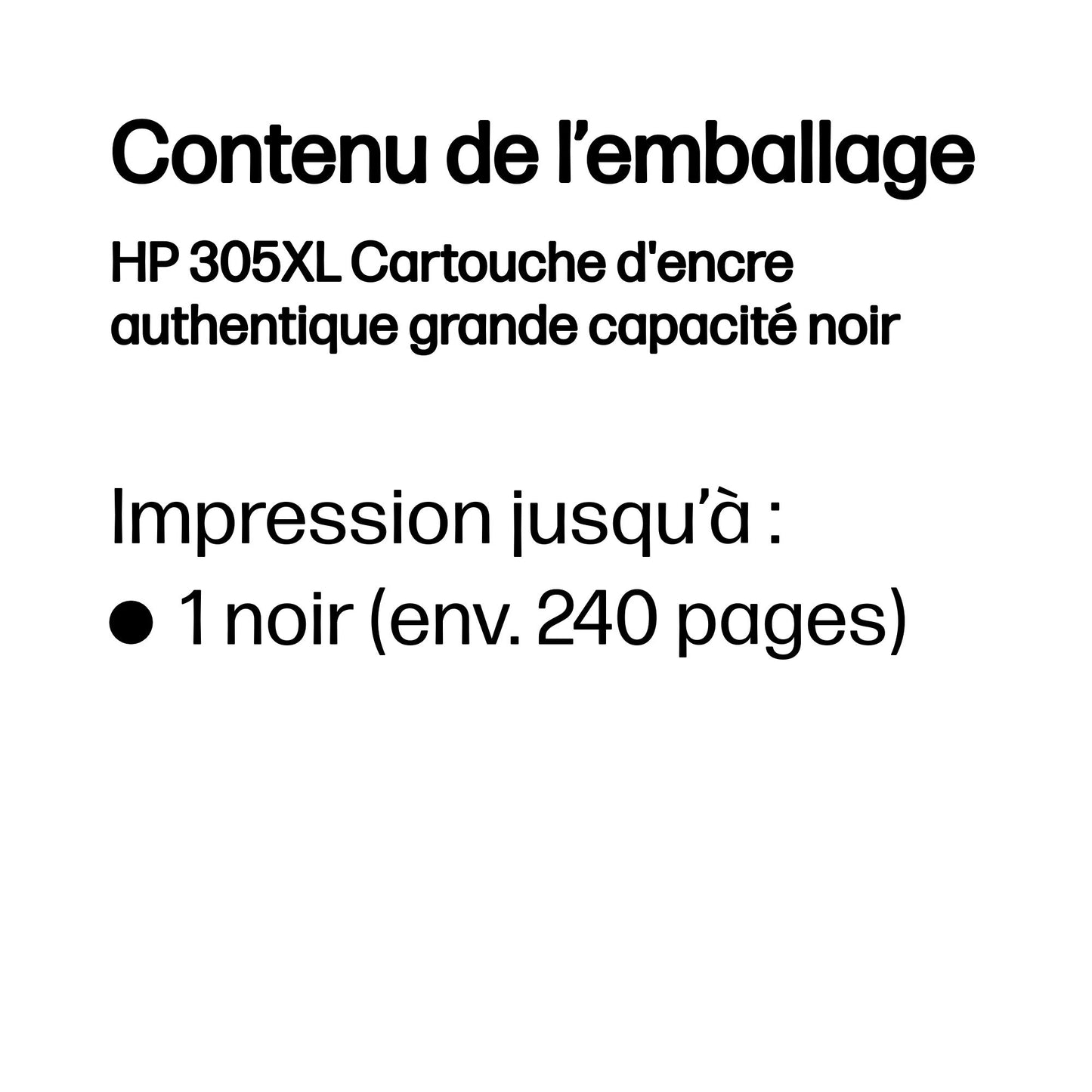 Cartouche d'encre HP 305xl - grande capacité noire