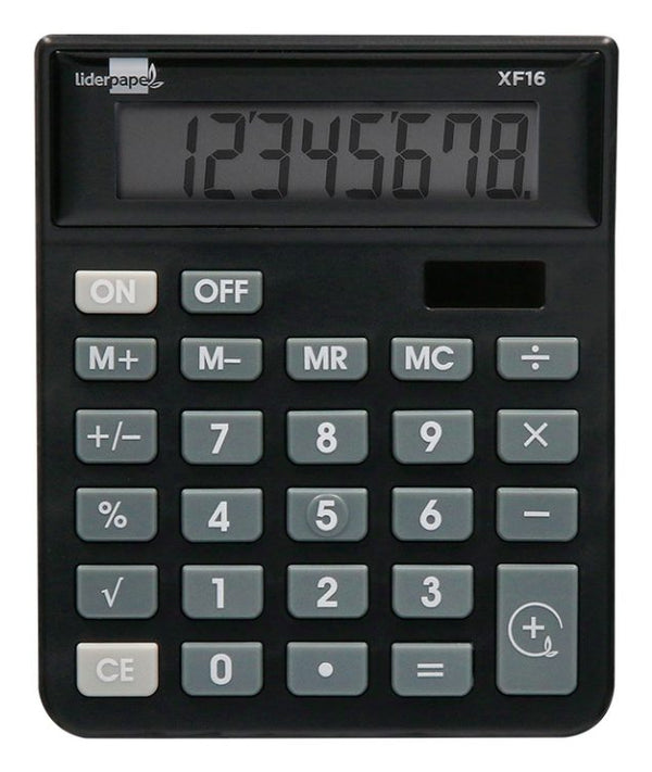 Calculatrice bureau 8chiffres solaire noir