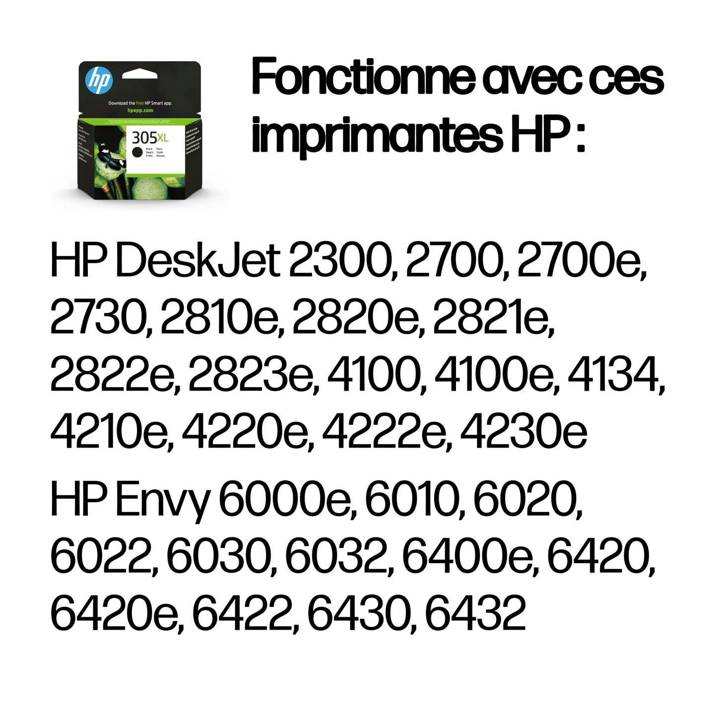 Cartouche d'encre HP 305xl - grande capacité noire