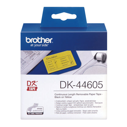 Etiquettes adhésives Brother  jaune 62 mm x 30,48 m - DK44605
