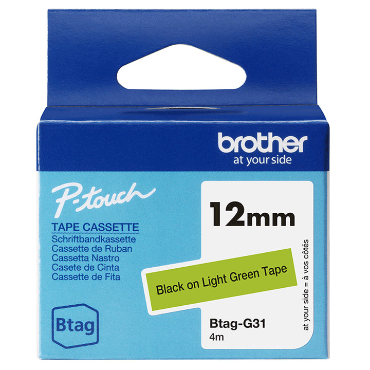 Ruban étiqueteuse Btag 12mm Noir/Vert - Résistant et polyvalent