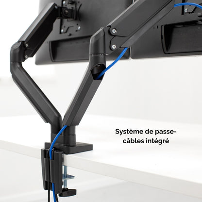Bras porte-écrans double - réglage facile et ports usb