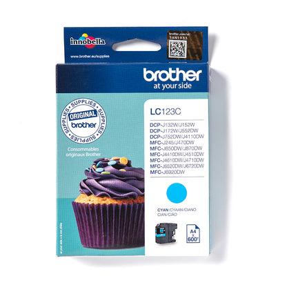Cartouche d'encre Brother cyan LC123c - rendement 600 pages