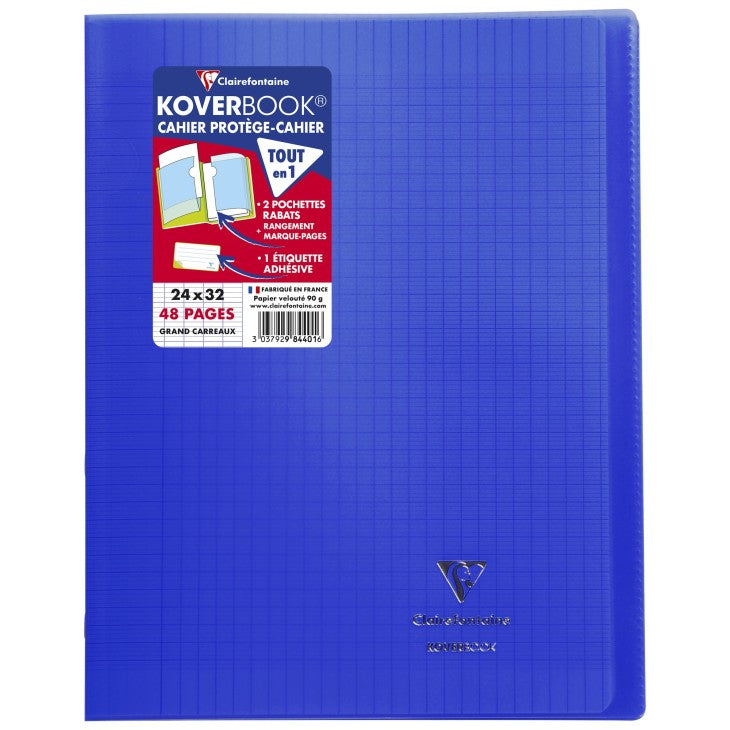 Cahier koverbook 24x32 quadrillé seyés- polypropylène  48 pages