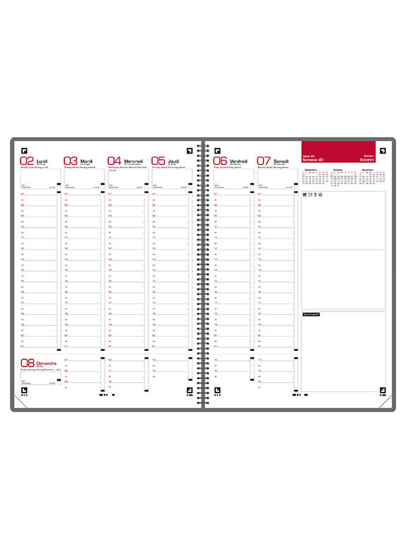 Agenda semainier oxford heritage -21x29.7cm-spirale