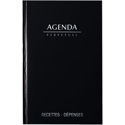 Agenda perpétuel recettes/depenses 1 jour par page-noir