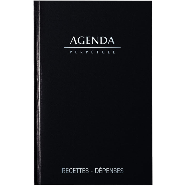 Agenda perpétuel recettes/depenses 1 jour par page-noir