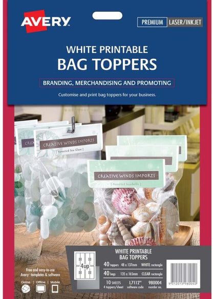 Sachets imprimables 137x48mm transparent + etiquettes -lot de 40