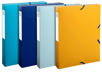 Boite classement polypro bee blue dos 40mm -assorti