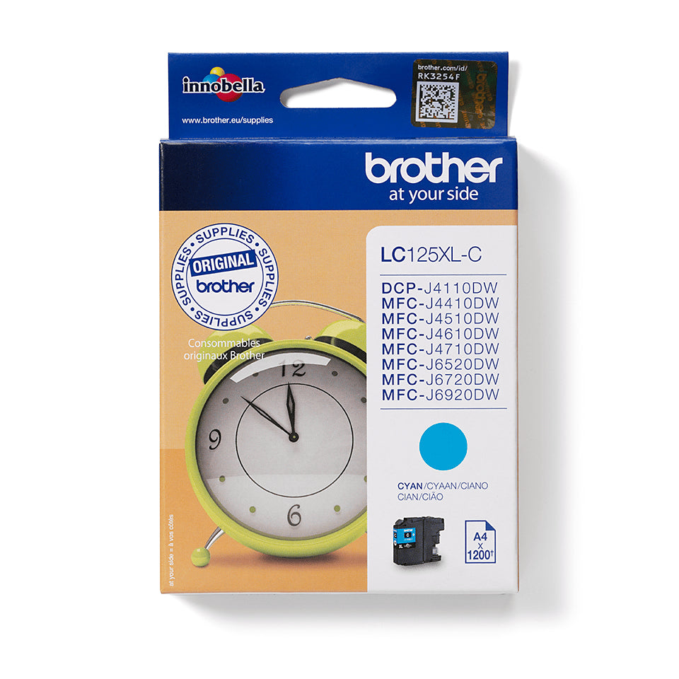 Cartouche d'encre Brother cyan lc125xlc - rendement 1200 pages