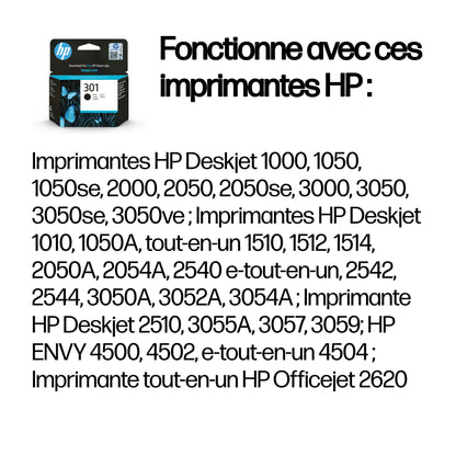 Cartouche d'encre HP noire 301 - rendement 170 pages