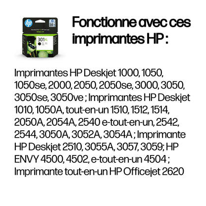 Cartouche d'encre hp 301xl - haute capacité noire