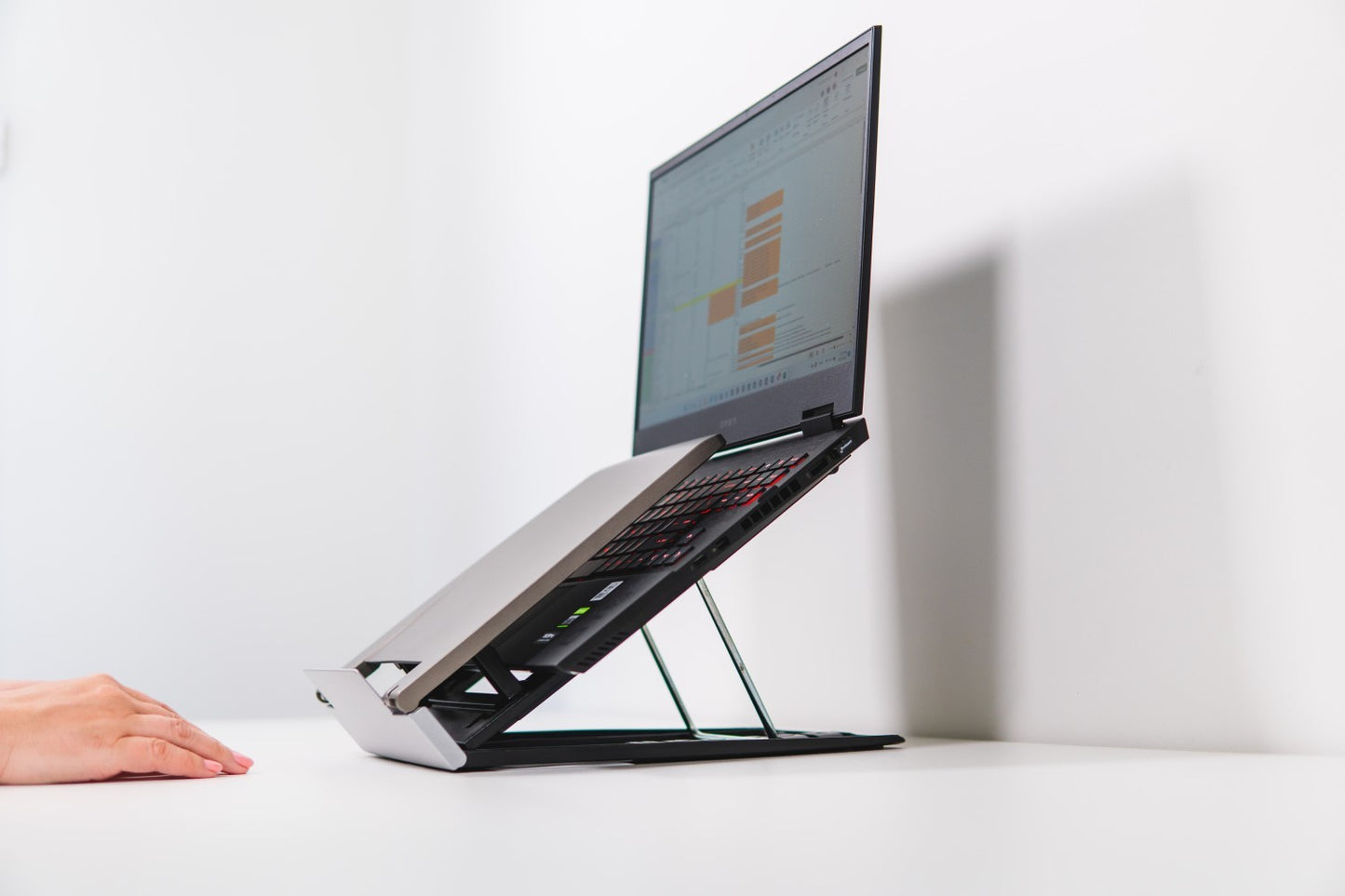 Rehausseur pliable pc avec porte-documents - ergonomie optimale