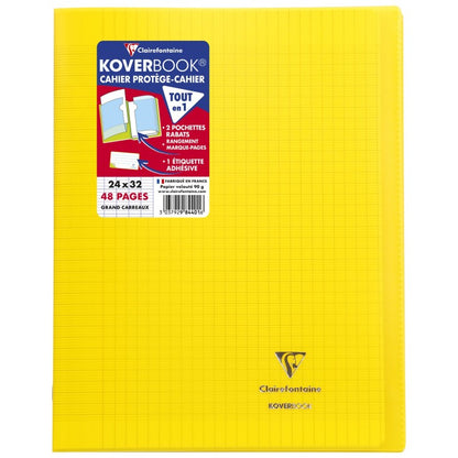 Cahier koverbook 24x32 quadrillé seyés- polypropylène  48 pages
