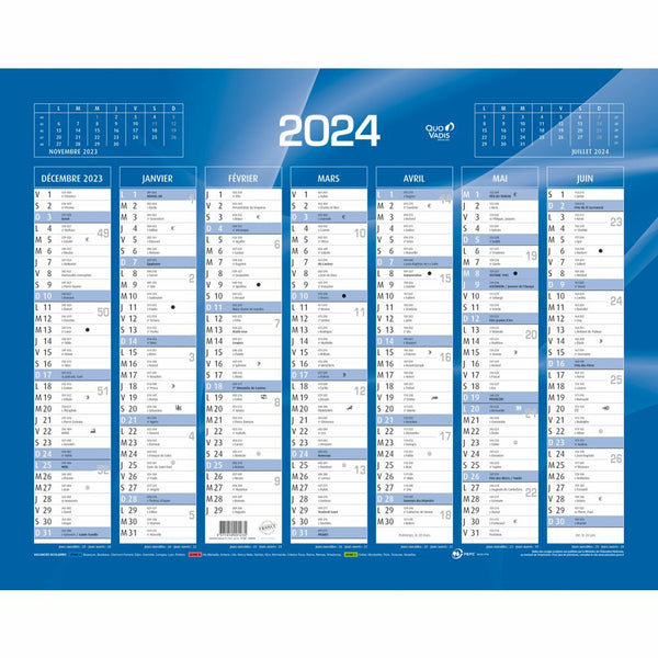 Calendrier Quo Vadis 32x42 cm Bleu
