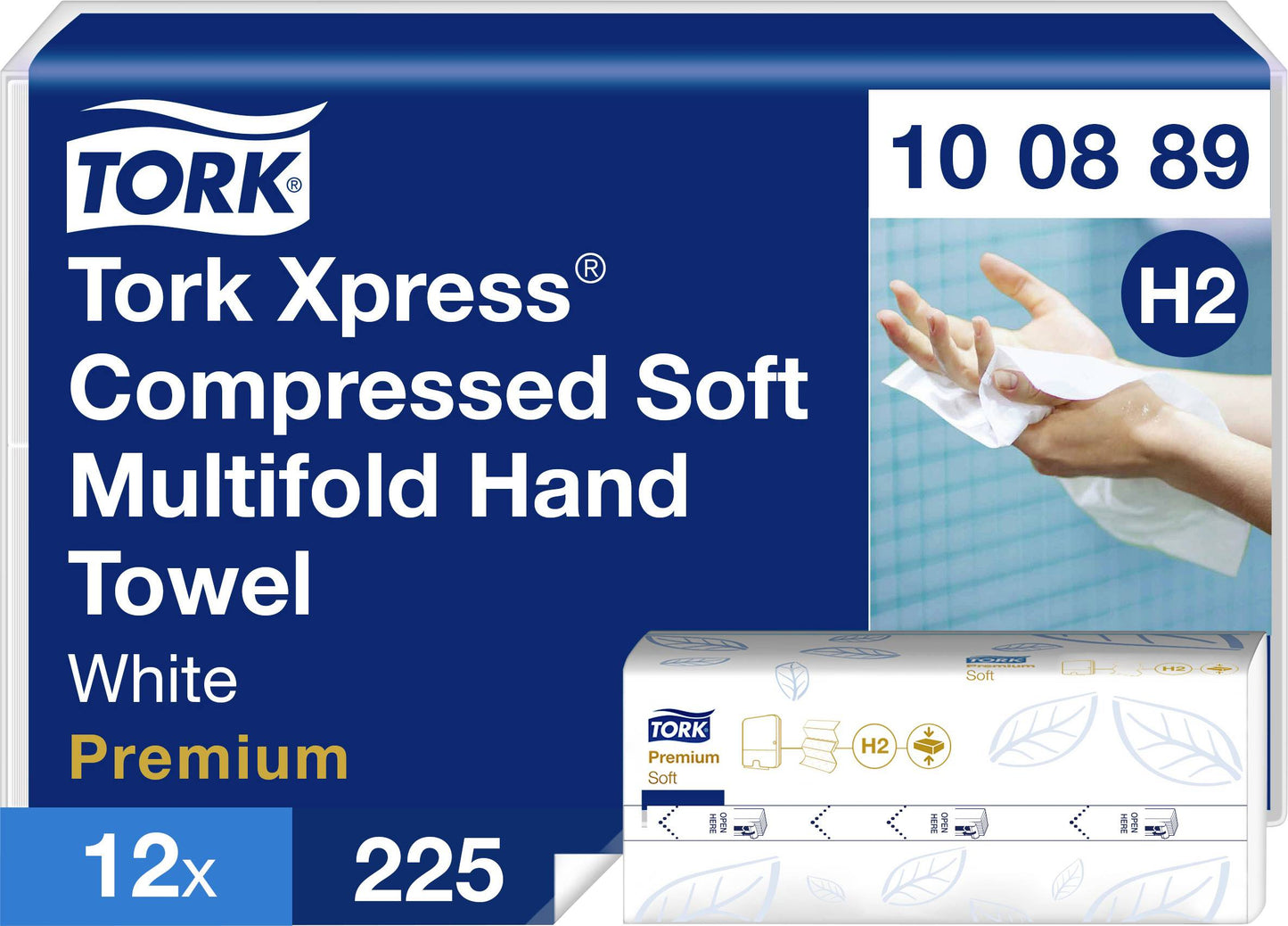 Essuie-mains blanc premium H2 Tork 225 feuilles
