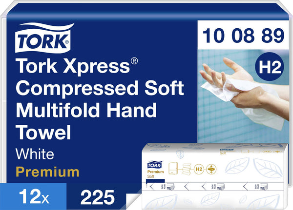 Essuie-mains blanc premium H2 Tork 225 feuilles