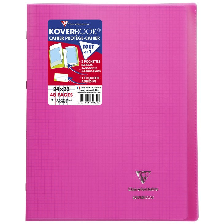 Cahier koverbook 48 pages quadrillé 5x5 24x32 - couverture solide