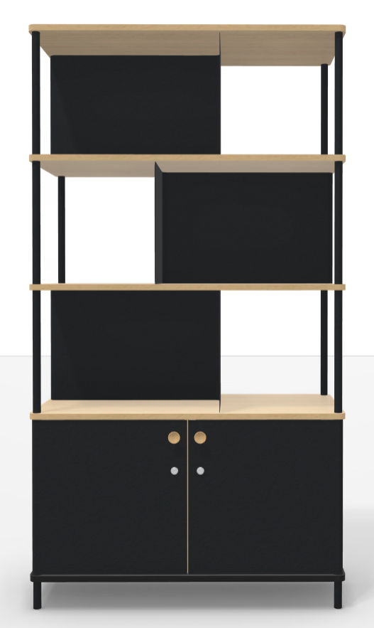 Bibliotheque direction l100xp45xh184 - chene noir