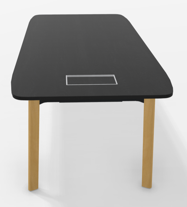Bureau de direction scandinave L200xP100 noir pieds bois