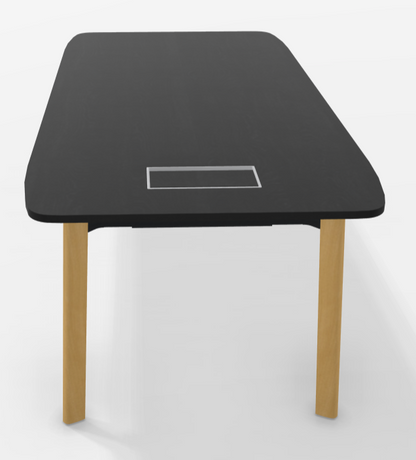 Bureau de direction scandinave L200xP100 noir pieds bois