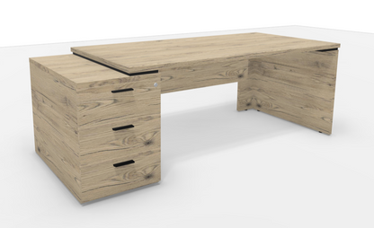 Bureau direction avec caisson débordant L180 x P90 cm chêne