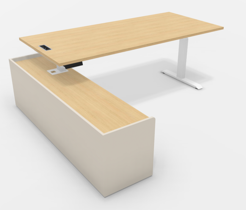 Bureau direction électrique L200xP90 avec crédence niche - Chêne clair