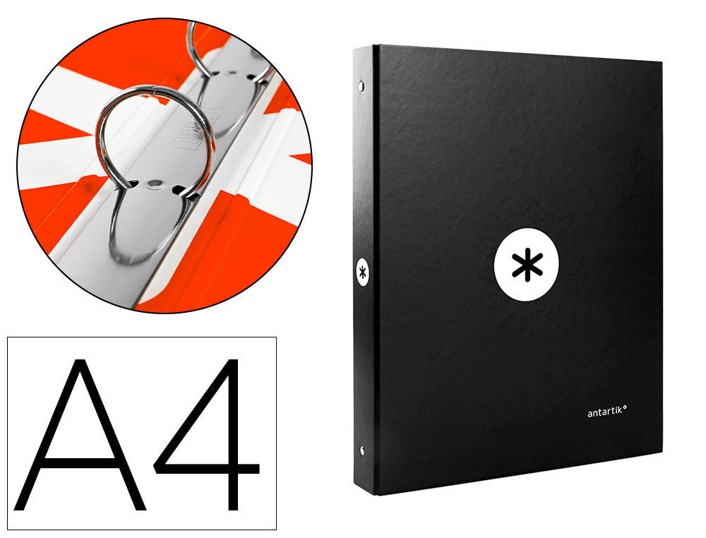 Classeur Antartik A4+ 4 Anneaux 40mm noir