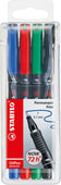 Feutre Permanent Pointe Fine Assortiment de 4 Couleurs - STABILO SWAN