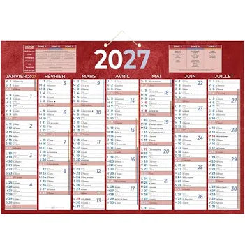 Calendrier 2x7mois 32x42 rouge