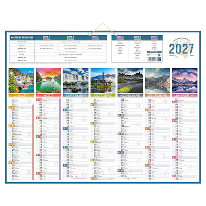 Calendrier mural illustré 32x42 cm - 14 mois- design planétaire
