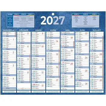 Calendrier 2x7mois 21x26.5cm - bleu