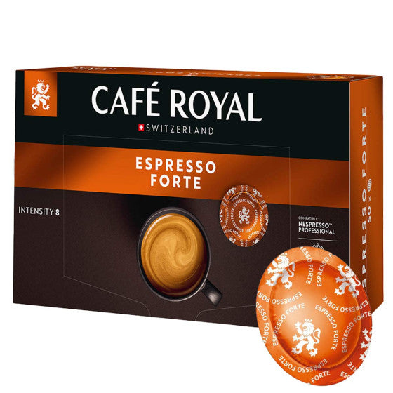 Capsules Café Royal Espresso Forte compatibles Nespresso Pro, boîte de 50