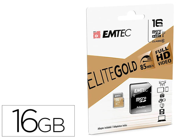 Carte mémoire micro sdhc 16gb - classe 10, élite gold