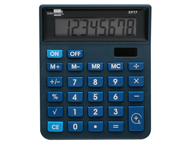 Calculatrice bureau 8chiffres solaire bleu