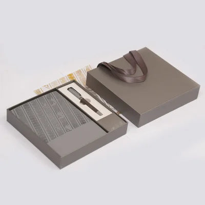 coffret cadeau notebook+stylo flower gris