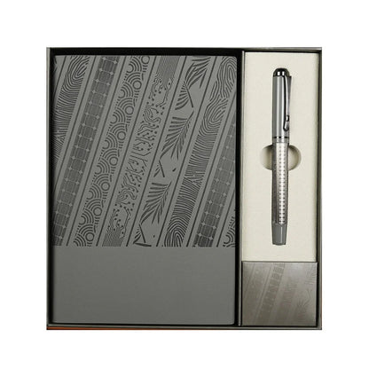 coffret cadeau notebook+stylo flower gris