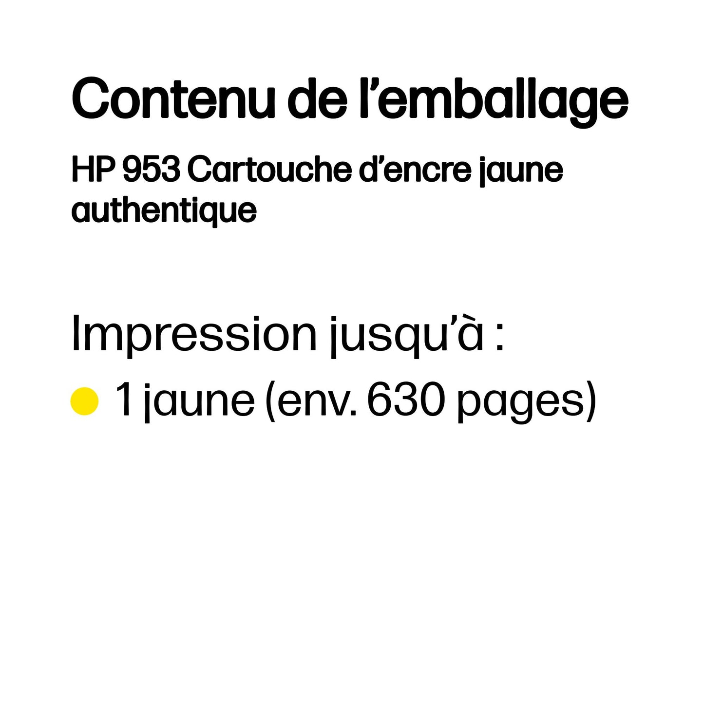 Cartouche d'encre jaune 953 - Rendement 630 pages