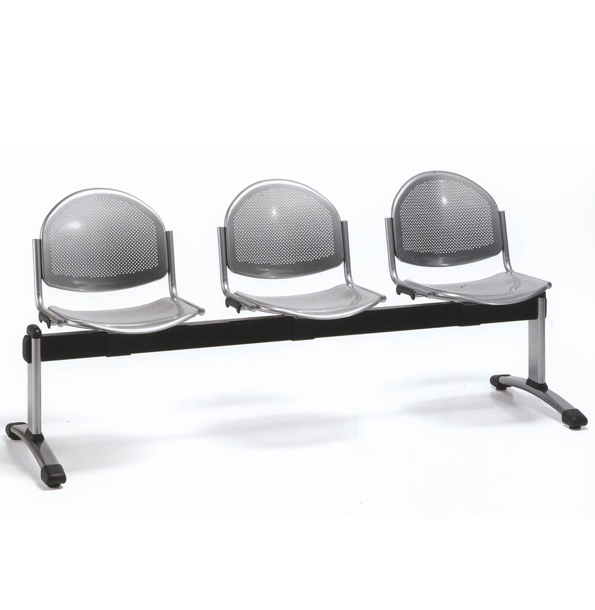 Chaise poutre d'accueil en métal gris - 2 places