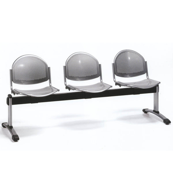 Chaise poutre d'accueil en métal gris - 5 places