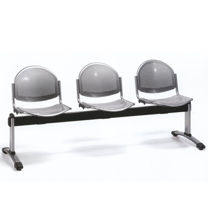 Chaise poutre d'accueil en métal gris - 5 places