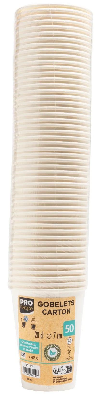 Gobelet carton 20cl p/15 kraft