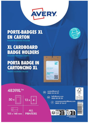 Porte Badge A6 carton - Pack de 50